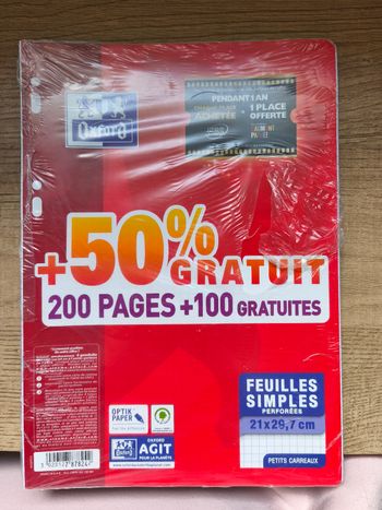 Lot de 300 feuilles simples petits carreaux Oxford