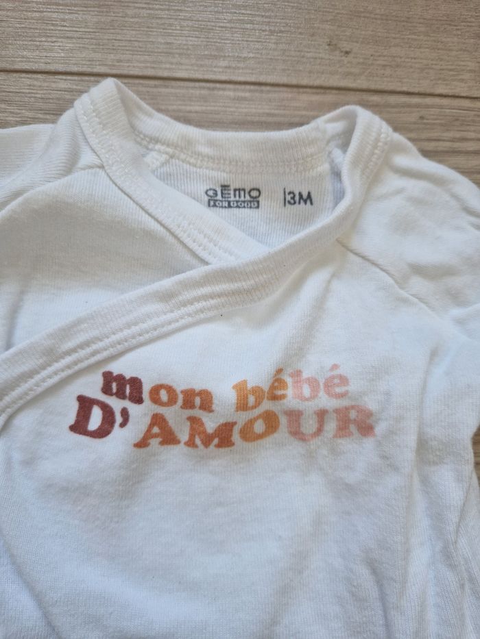 Lot de 3 bodies bébé Gemo manches courtes 3 mois - photo numéro 3