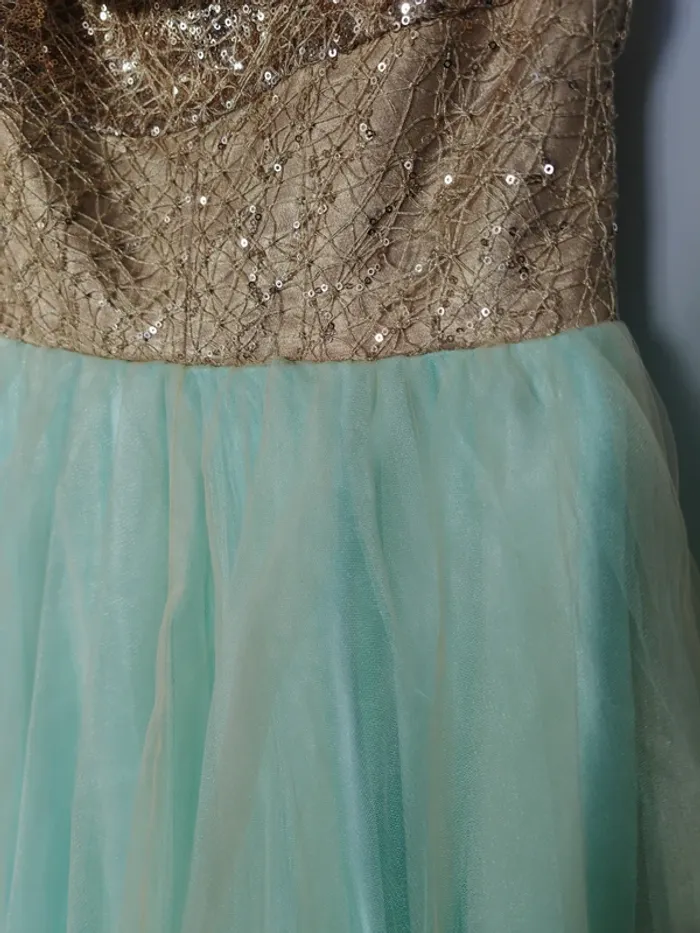 Robe de cérémonie dorée et menthe - 38/40 - photo numéro 7