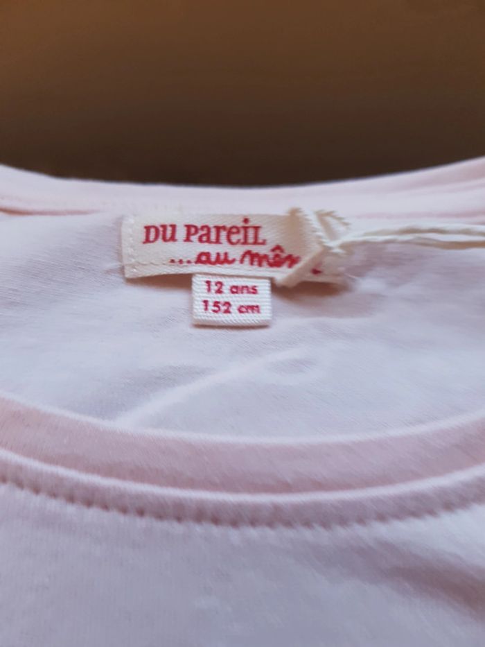 tee shirt Manches longues rose pale avec strass sur le devant représentant yeux et bouche 12 ans - photo numéro 3