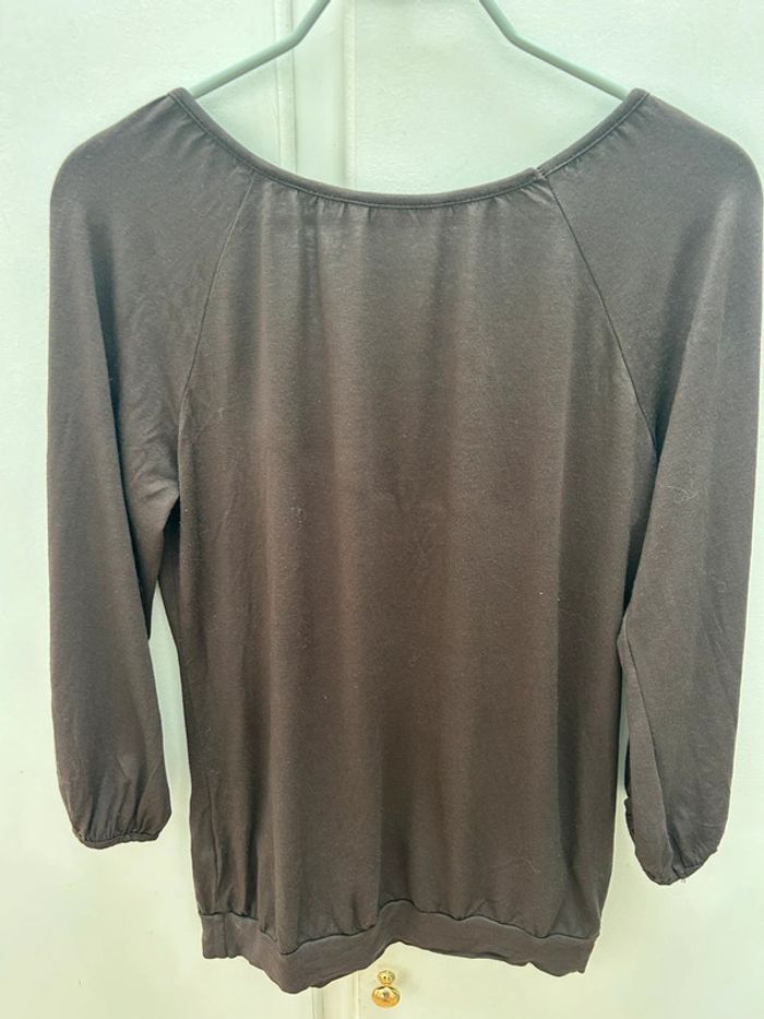 Haut marron manches 3/4 taille 1 - S - en viscose camaïeu - photo numéro 6