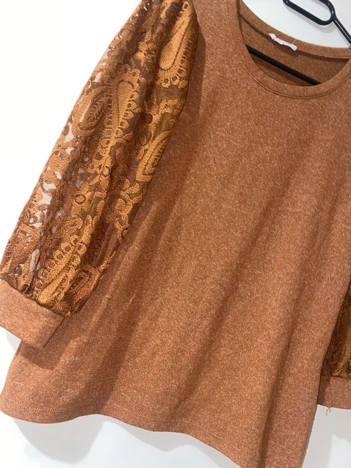 Pull dentelle camel - photo numéro 4