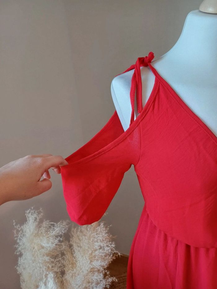 Robe longue rouge fluide à épaules dénudées neuve Estee Brown taille S/M 36/38 - photo numéro 4