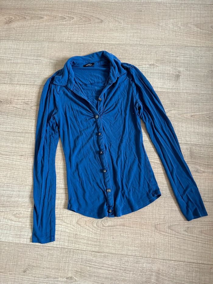 Haut bleu à manches longues Morgan taille XS bon état - photo numéro 11