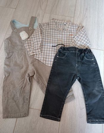 Salopette Marèse - chemise Jacadi - Jean - TBE