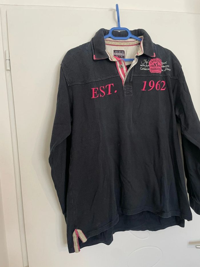 Polo à manches longues bleu marine à motifs écriture rose Jezequel taille XL - photo numéro 2