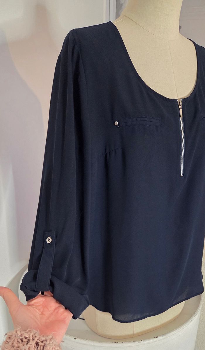 ARMAND THIERY – Blouse Bleu Marine Fluide – Taille 3 (L) – Élégante & Intemporelle - photo numéro 3