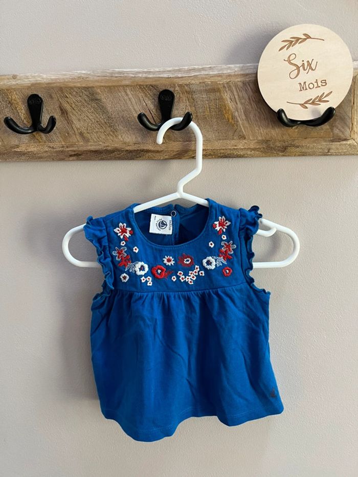 T-shirt sans manches bleu roi petit bateau 6 mois