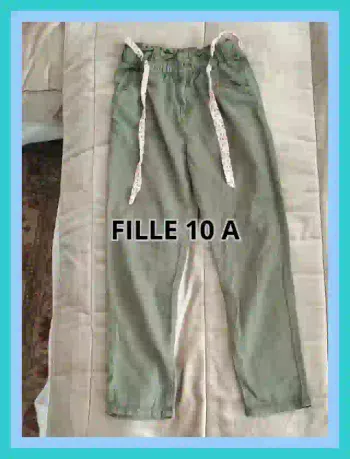 Pantalon twell Vertbaudet fille 10 ans vert militaire  7522818223