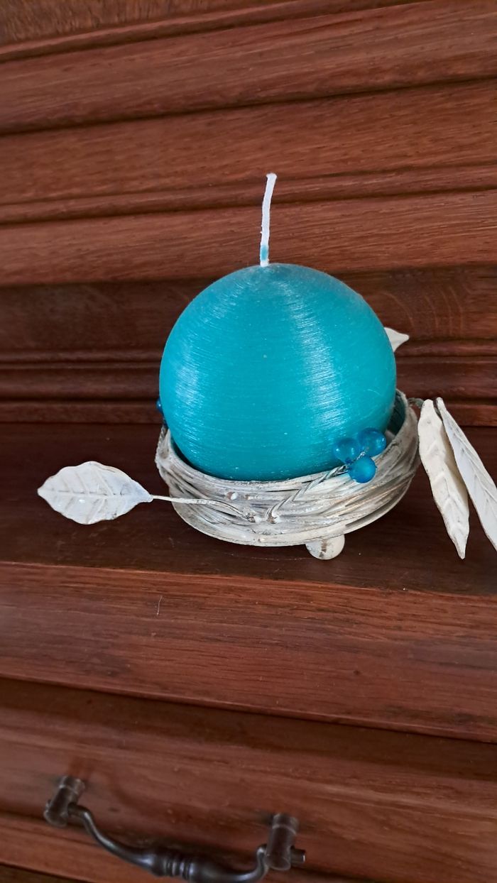 Lot de 2 bougies et porte bougies