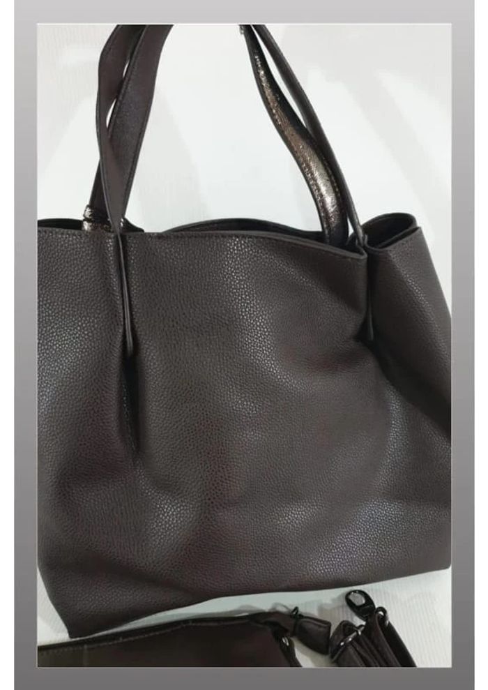 Sac marron en simili cuir avec pochette à l'intérieur 38x28 cm - photo numéro 4
