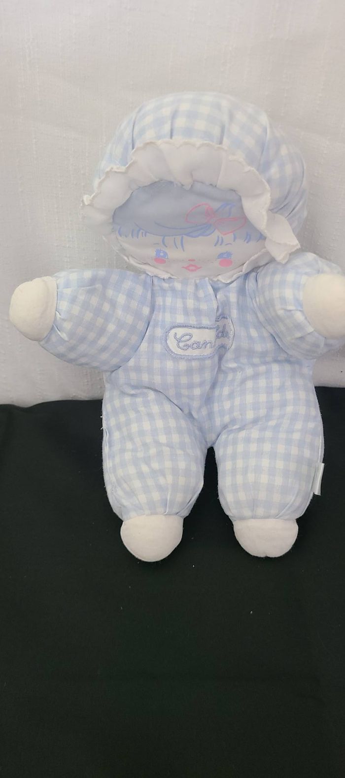 doudou poupée vintage candide vichy bleu - photo numéro 2