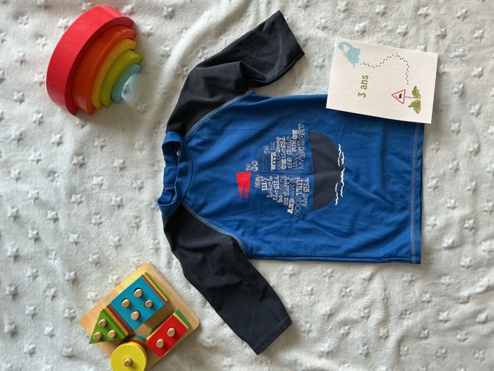 teeshirt anti UV bleu et marine 3 ans kiabi - photo numéro 2