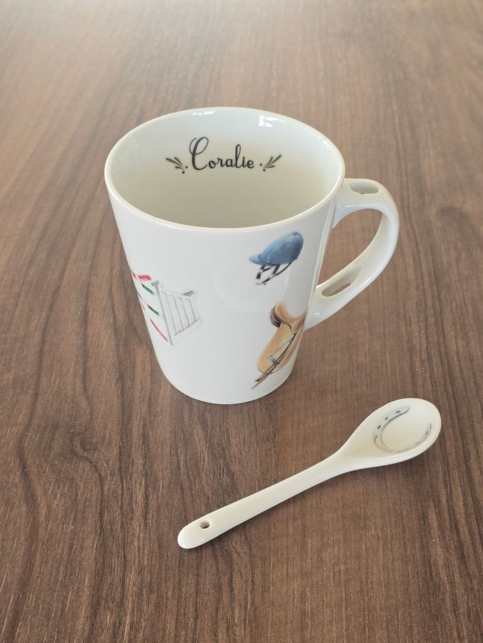 Tasse/Mug avec cuillère sur le thème de l'équitation. - photo numéro 4