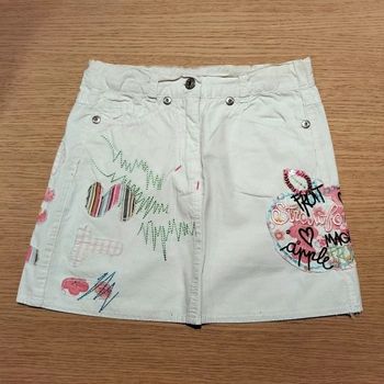 Jupe blanche, brodée, taille 6 ans, été, Tissaia