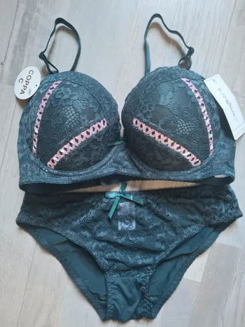 Ensemble lingerie 2pces bleu vert