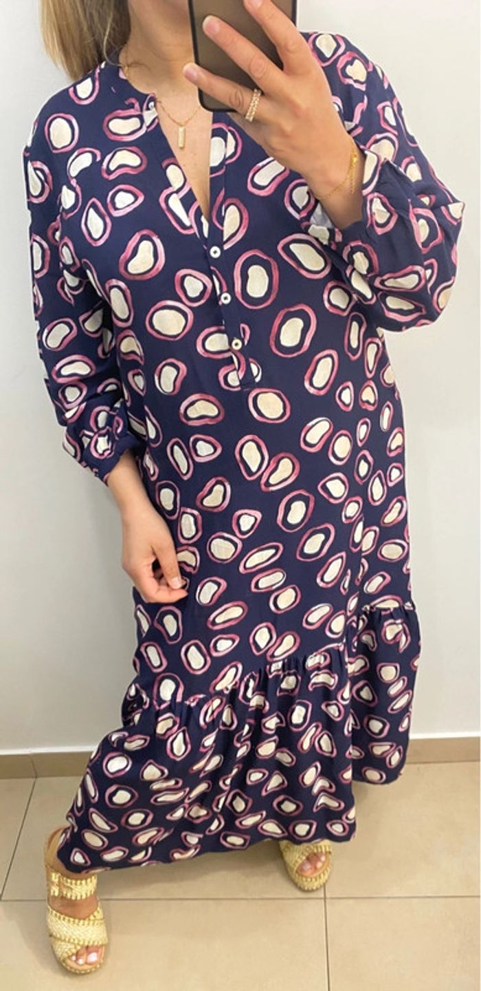Jolie Robe Longue Imprimée Avec Ceinture Taille L - photo numéro 3