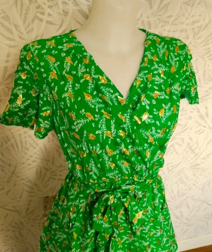 Magnifique robe longue femme été avec dorures taille 36 38 S M - photo numéro 5