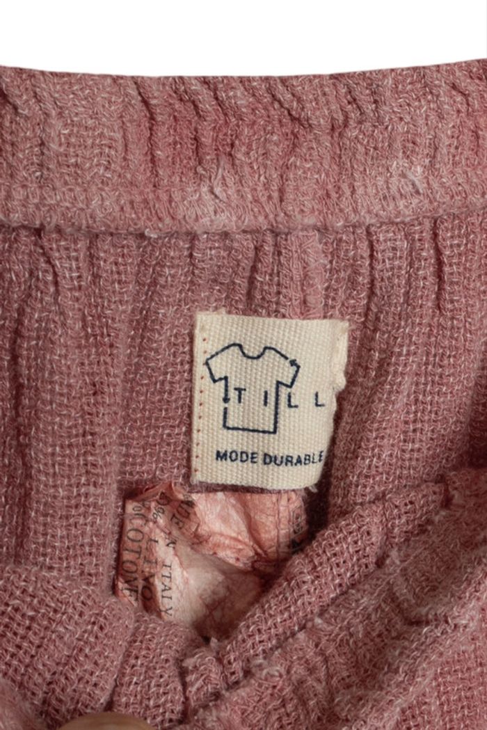 Short en coton texturé rose brique – Upcyclé par Tilli  – Pièce unique - photo numéro 5