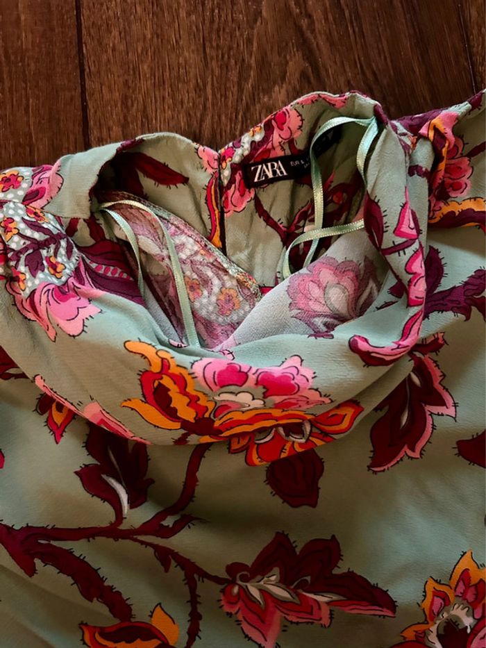 Blouse Zara drapée fleurie T. L - photo numéro 3