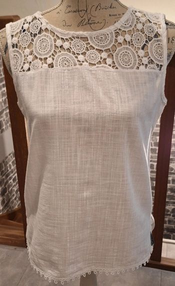 Blouse blanche à dentelle ajourée