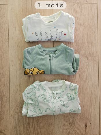 Lot de 3 pyjamas légers manches longues - 1 mois