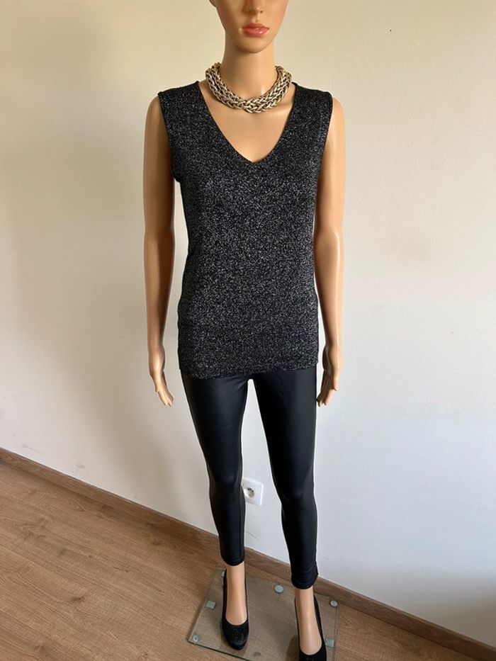 Haut argenté pailleté sans manches Molly Bracken taille unique jamais porté - photo numéro 3