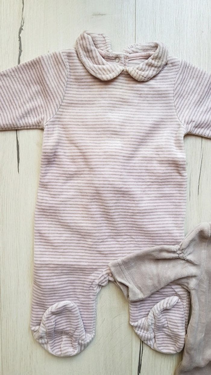 Lot de 2 pyjamas velours vertbaudet fille 1mois - photo numéro 2