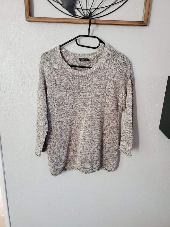 Pull Gris chiné manches 4/5 - photo numéro 3