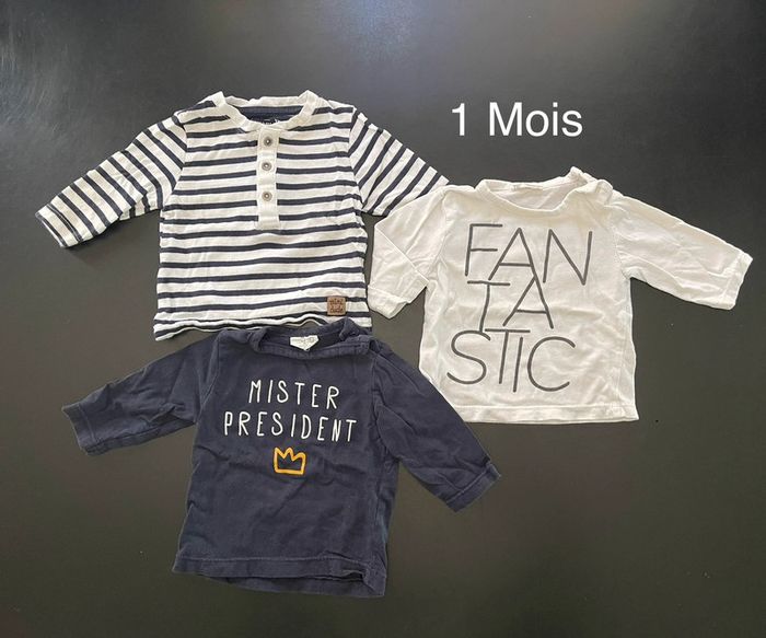 Lot 3 tee-shirts manches longues 1 mois