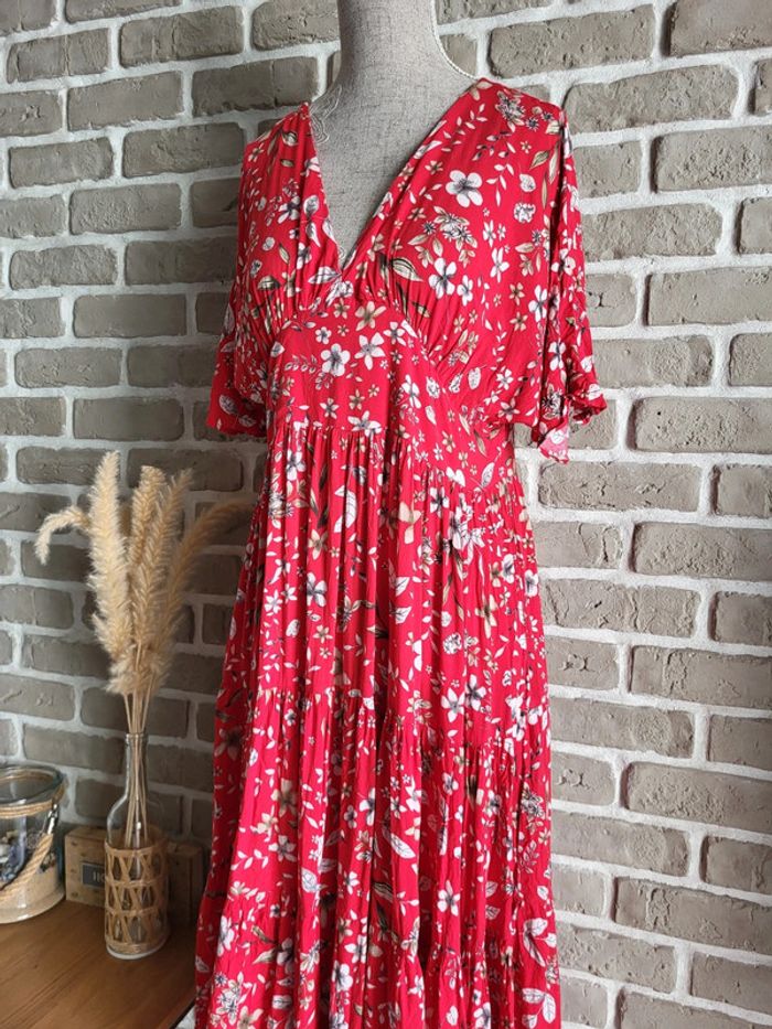 Belle robe Zara rouge à imprimé fleuri - Bohème Romantique - photo numéro 7