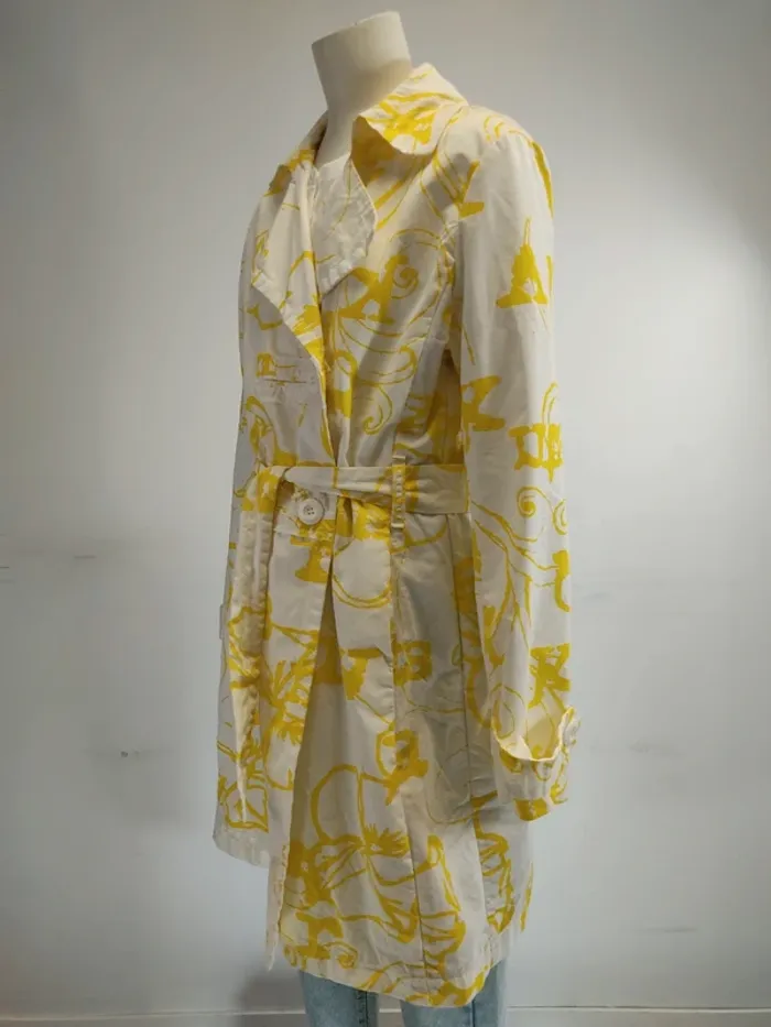 Trench - Not The Same blanc et Jaune vintage à motifs - A271 - photo numéro 4