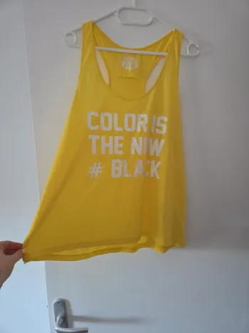 Débardeur femme été jaune motifs TBE taille 4 cache cache