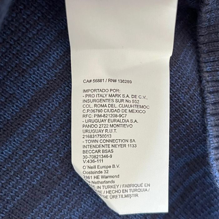 Pull/sweat vintage rayé bleu O'NEILL col rond pour homme, taille M - photo numéro 6