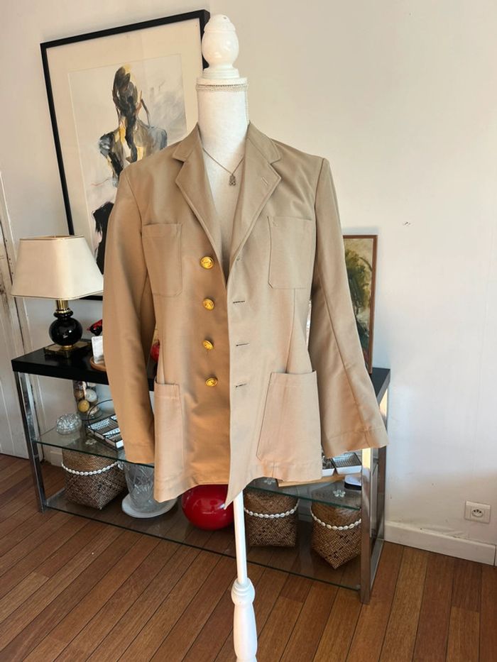 Blazer long beige style officier marin fait main 40/42 - photo numéro 4