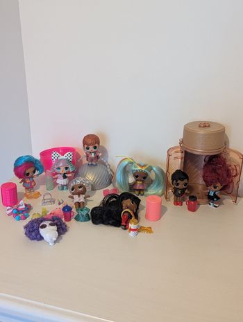 Lot de poupées lol surprise omg glitter, hairgoals, animaux et garçon