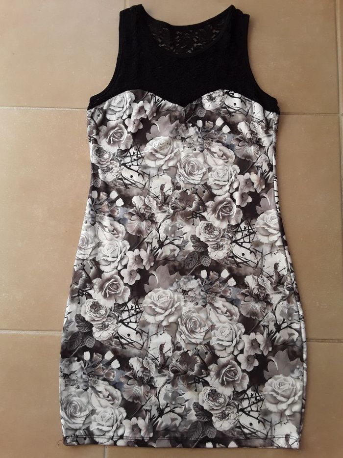 Robe débardeur noir imprimé femme 36 TBE