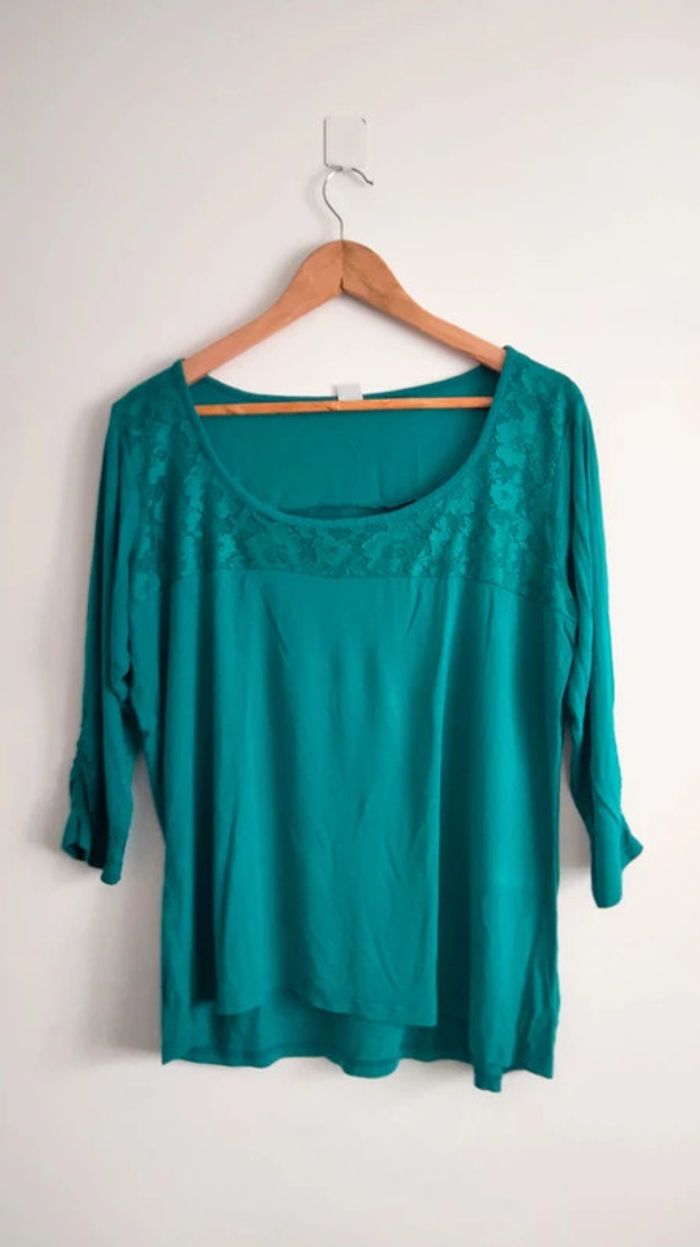 Blouse bleu canard manches quarts M&S Mode Beebs by Kiabi