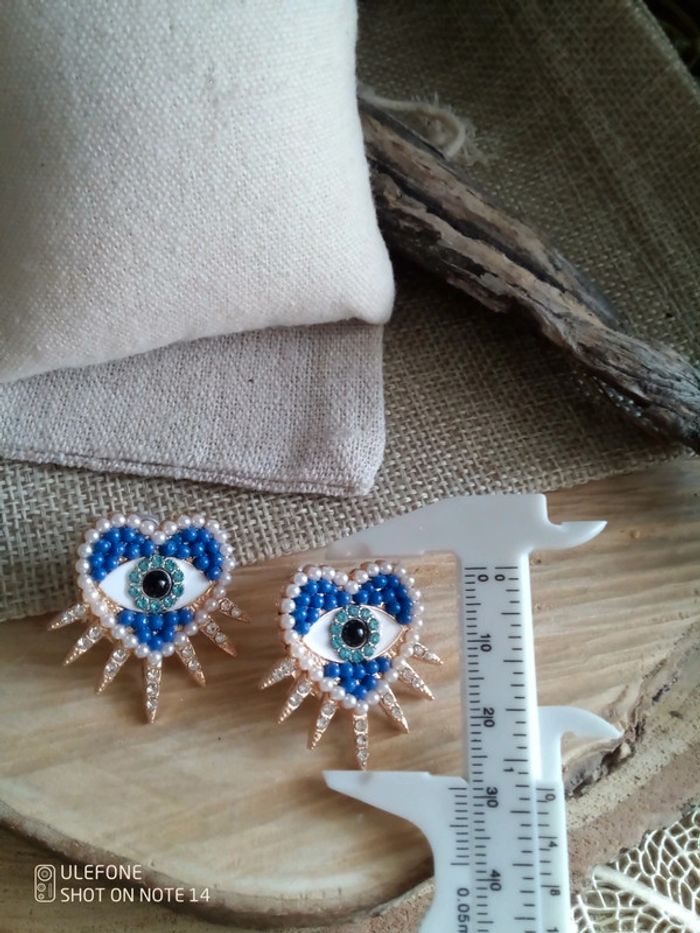 Boucles d'oreilles coeur oeil soleil - photo numéro 2