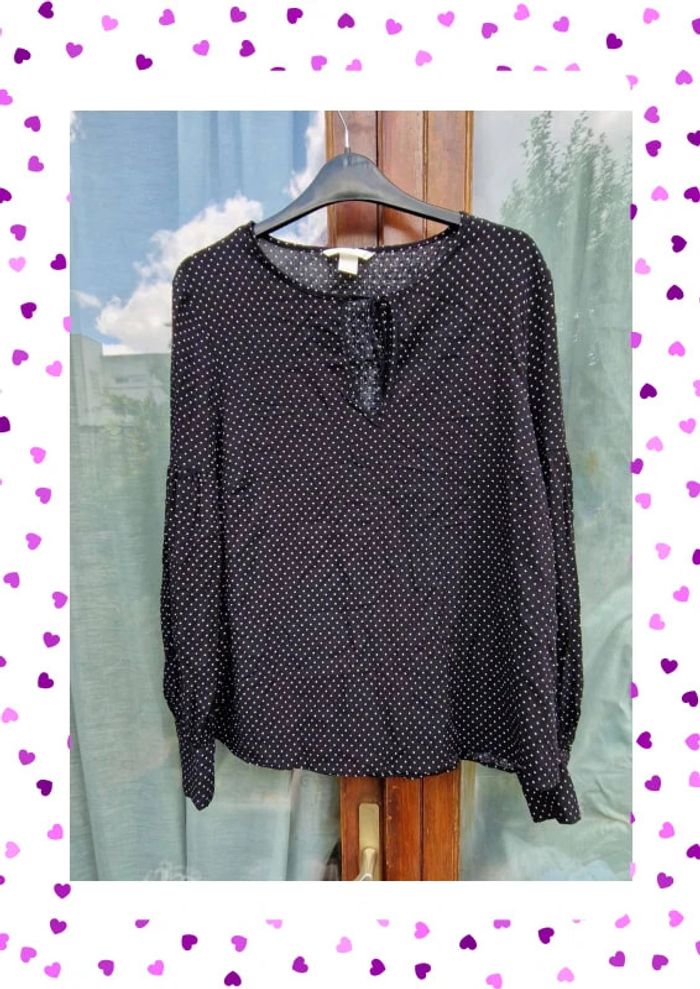 Haut H&M taille 46 noir pois blanc