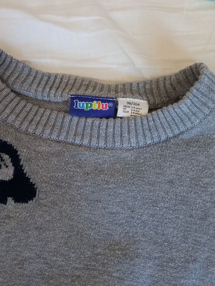 Joli petit pull lulippuli garçon gris dinosaure 2-4ans - photo numéro 2