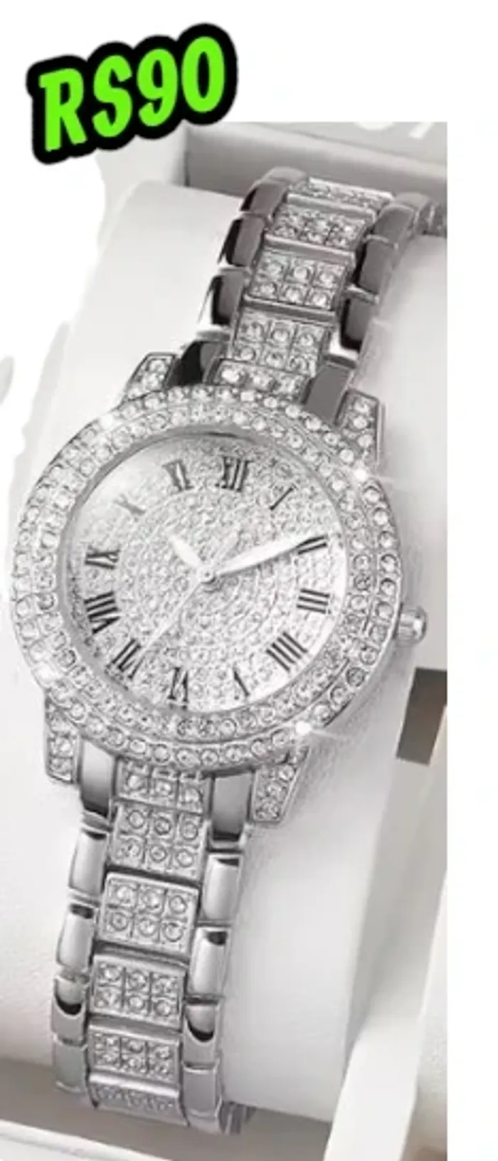 montres mode pleine strass montre à Quartz bracelet en acier inoxydable montres argent - photo numéro 2