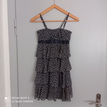 Robe marine à pois à volants t36