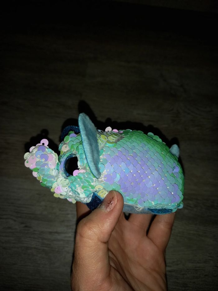 petite peluche teeny Ty éléphant stuart en séquin et paillette - photo numéro 3