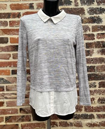 🤍 Pull 2-en-1 col chemise – Taille 38 – TEX 🤍