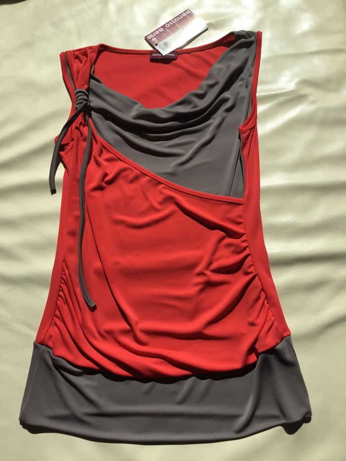 Renatto bene top fantaisie extensible deux tons neut corail taille 38 - photo numéro 5