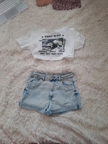 Short en jean Pimkie S - Look d'été + top dispo dans le dressing