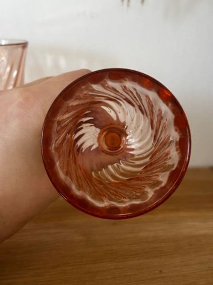 Vintage lot de 4 verres à vin Luminarc Rosaline - photo numéro 4