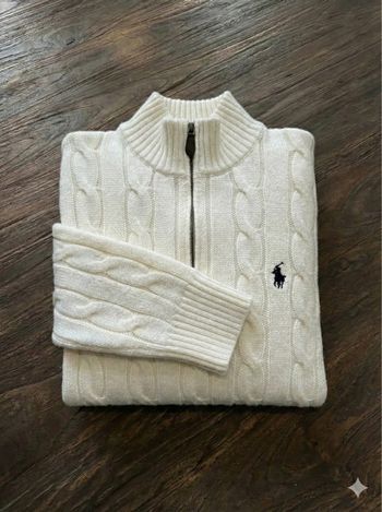 Pull gilet zip 1/4 camionneur Ralph Lauren torsadé old money vintage