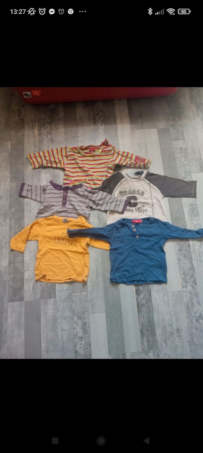 Lot 9 t-shirts manches longues 6 mois - photo numéro 2